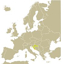 Map of Croatia in Europe