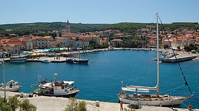 View on the harbour of Supetar on Brac island in Croatia. Original photo http://commons.wikimedia.org/wiki/File:Supetar.JPG.