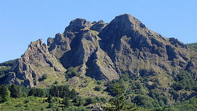View on steep and rugged mountain peaks in Liguria in Italy. Original photo http://commons.wikimedia.org/wiki/File:Groppo_Rosso-Santo_Stefano_d%27Aveto.JPG.