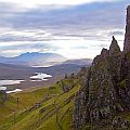 View on rugged mountain landscape with lochs in Scotland.