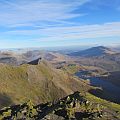 Panorama from the peak of Snowdon Mountain in Wales.