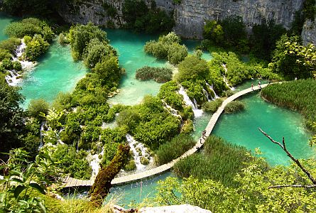 Crystal clear lakes in Plitvice in Croatia