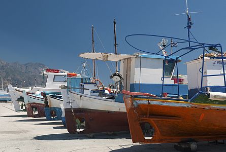 colourful fishing boats on the island Kos
