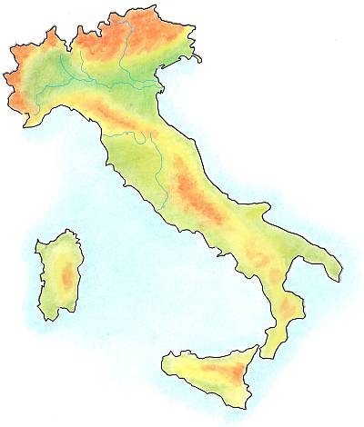 handdrawn map of Italy