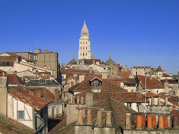 View on cathedral over rooftops in the Dordogne capital Perigueux