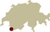 Map of Switzerland showing the location of the Haute Route Chamonix – Zermatt Mixed walking holiday