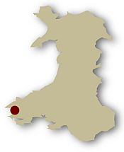 Map of Wales showing the location of the Pembrokeshire Coast, coves and saints Guided walking holiday