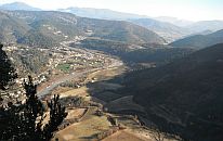 A river running through a valley - view from above