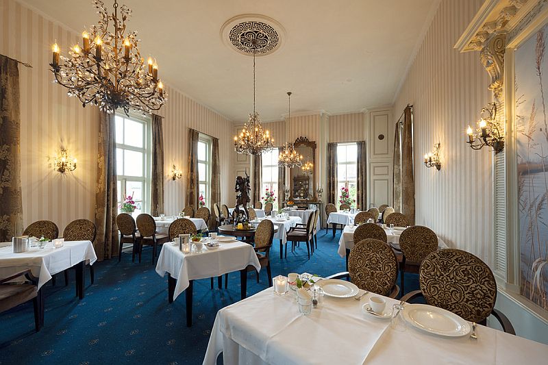 The restaurant/dining room in one of the hotels along the way Restaurant in hotel