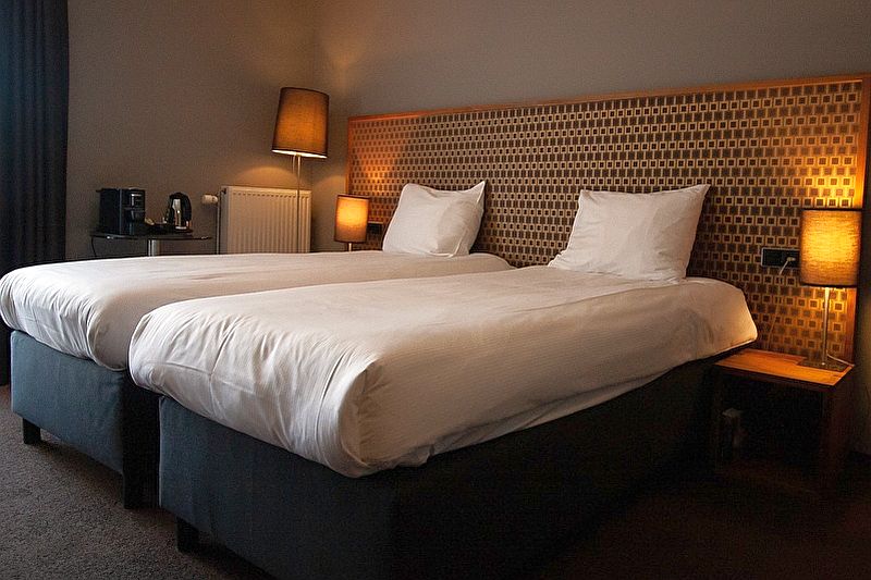 Example of one of the hotel bedrooms  twin beds in hotel