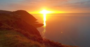 Sunset seen from a footpath on the Exmoor coast